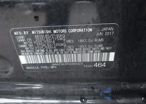 2017 Mitsubishi Outlander Sel from USA, damaged, VIN JA4AZ3A36HZ060323